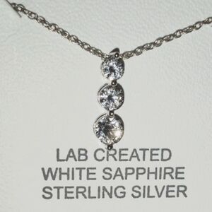 Lab created Stirling silver 3 sapphire stones on a beautiful sterling silver nec
